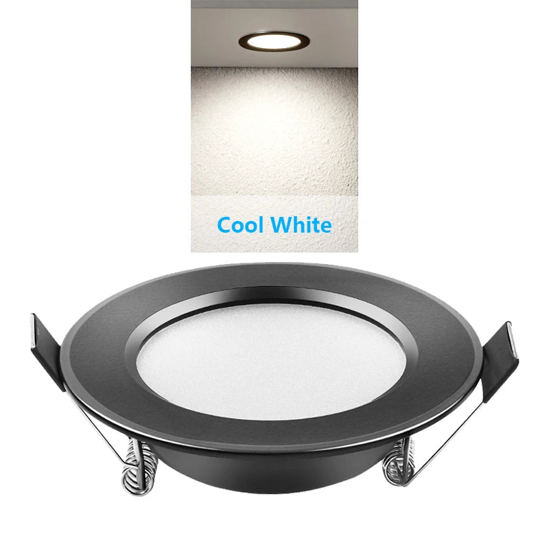 IP65 Waterproof LED Recessed Downlight 5W 9W 12W 15W 18W Black Dimmable 110-230V