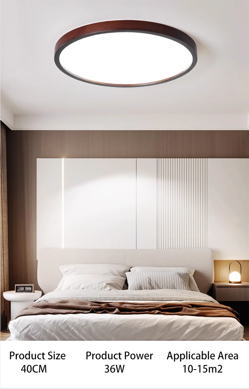 Modern Nordic Wood Iron Acrylic LED Ceiling Light 27W 36W 48W 64W Touch Switch Smart App Dimmable AC 100-260V Living Room Bedroom