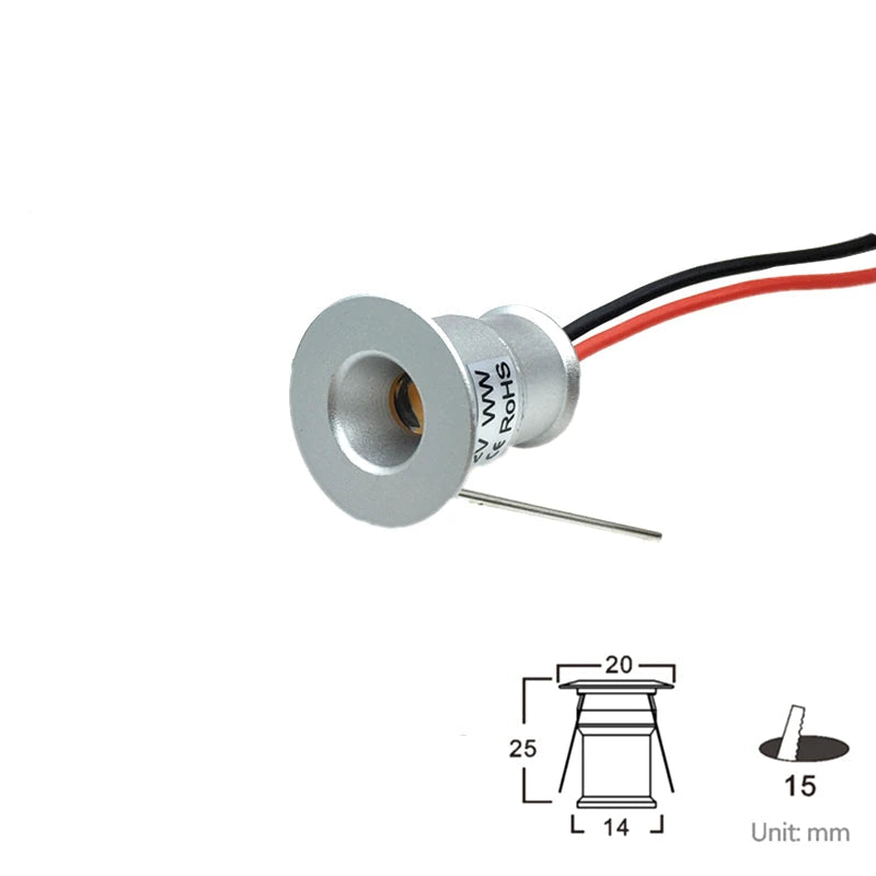 IP65 Mini LED Recessed Downlight 1W 3W DC 12V 90 lm/W 25 30 60 or 120 Degree Aluminum Silver Warm White Natural White Cool White Red Green Blue RGB Cabinet Stair