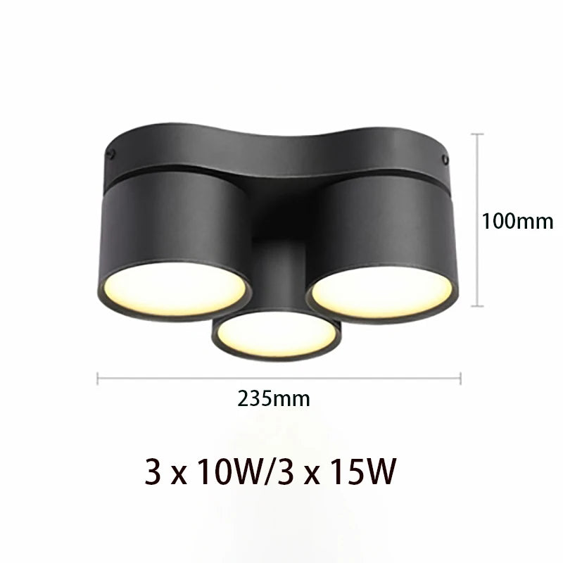 90° Fold 350° Rotate Dimmable COB LED Ceiling Downlight 10W 15W CRI 90+ AC 85-265V Black