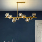 Modern Multi-Head Glass Pendant Chandelier 7 9 Heads 48W Ironware Dimmable AC 90-265V