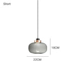 Nordic Minimalist Glass Pendant Light Iron Smoky Gray Gold AC 90-260V Bedroom Study Bar