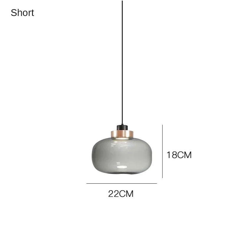 Nordic Minimalist Glass Pendant Light Iron Smoky Gray Gold AC 90-260V Bedroom Study Bar