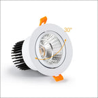 Dimmable Rotating COB LED Recessed Downlight 5W 7W 9W 12W 15W 18W 15° 24° 36° CRI 90+