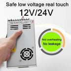 AC 110-220V to DC 12V 24V Power Supply 5A 10A 20A 40A LED Strip Indoor Aluminum Constant Voltage