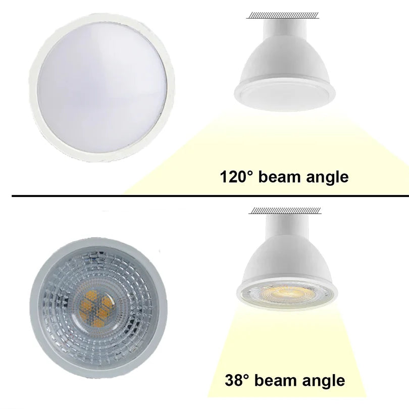 GU10 LED Spotlight Bulb SMD 2835 3W 6W 9W 12W 38 or 120 Degree Beam Angle CRI 80 AC 220V Energy Saving
