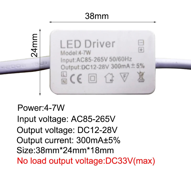 Constant Current LED Driver 300mA 350mA 1-3W to 25-36W AC 85-265V OVP Overload Protection