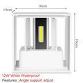 6W 12W IP65 COB LED Wall Lamp 90-100lm/W 100° Adjustable AC 85-265V White Black 100x100mm