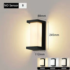 20W IP65 LED Outdoor Wall Lamp Radar Motion Sensor 3-6m AC 85-265V Black Porch Garden