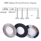 IP65 RGBW LED Mini Recessed Downlight 3W DC 12V 280lm 120 Degree Dimmable 304 Stainless Steel D72 x H14mm 55mm Cutout Driver and Dimmer Included