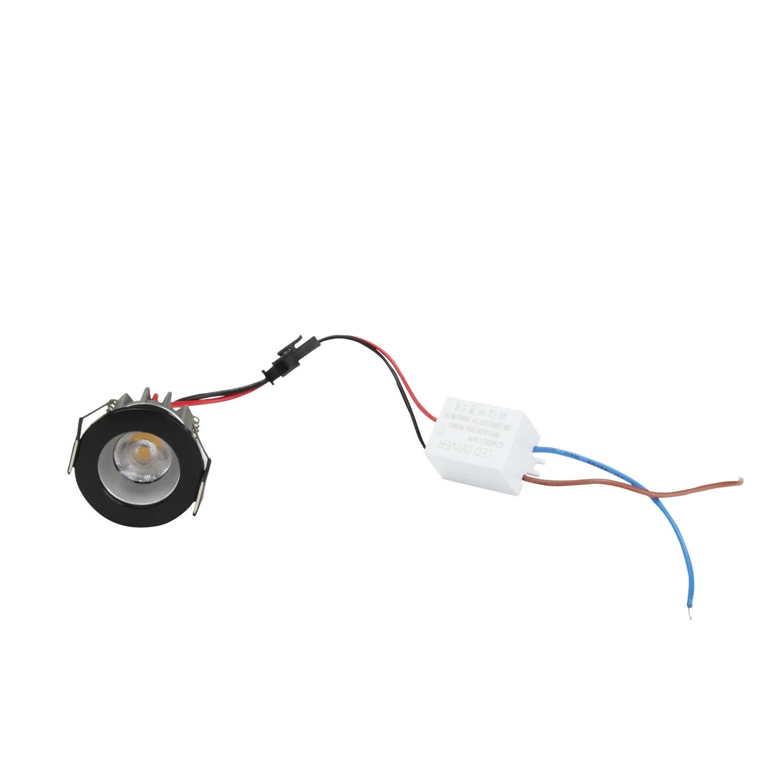 5-Pack 3W Mini COB LED Recessed Downlight 30° 280-350lm D40mm AC 85-265V Black White Driver