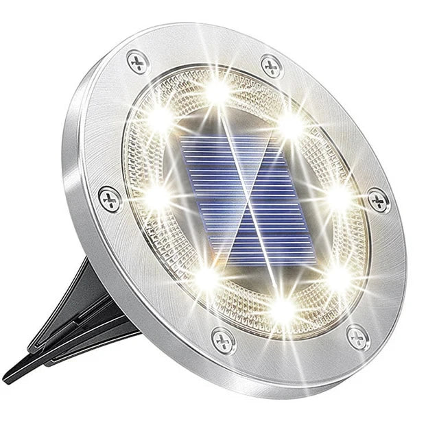 Solar LED Underground Ground Light 8 or 20 LED IP65 Stainless Steel ABS Dusk to Dawn Auto Sensor Warm White Cool White 4.7 x 5 inch Garden Path Driveway