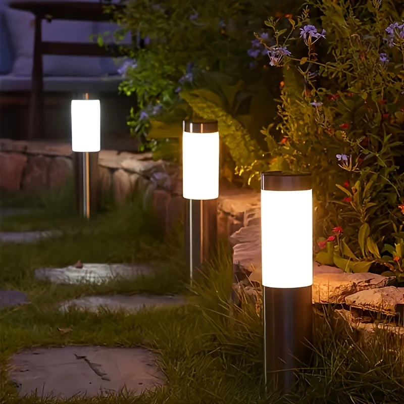Solar LED Pathway Lawn Light IP65 Waterproof Stainless Steel ABS Polished Flush Mount Outdoor Garden Walkway Landscape
