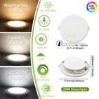 2-Pack LED Recessed Downlight 6W-24W 3-CCT AC 100-240V Ceiling Spot Warm Natural Cool White