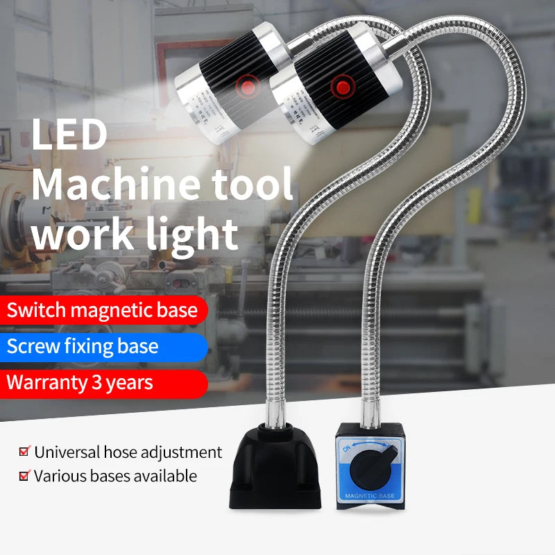 LED Machine Tool Work Light 3W 6W 9W Flexible Hose Arm Magnetic Screw Base CCC