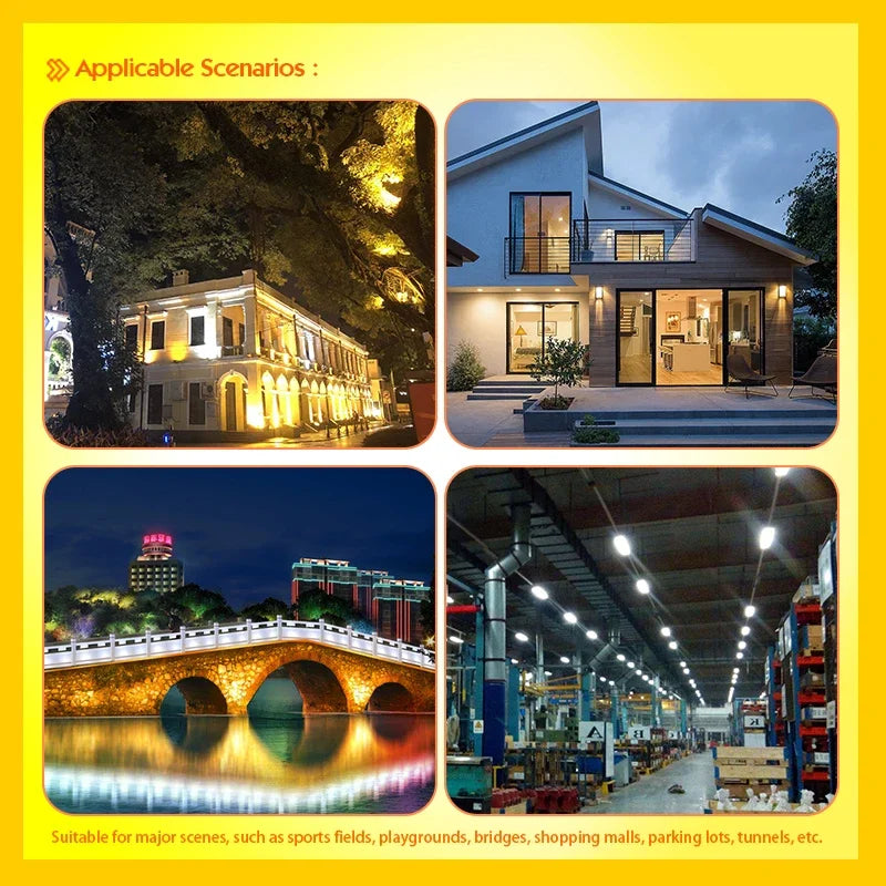 LED Flood Light 50W 100W SMD2835 CRI 85+ 180° IP65 AC 110-220V Warm Cool White