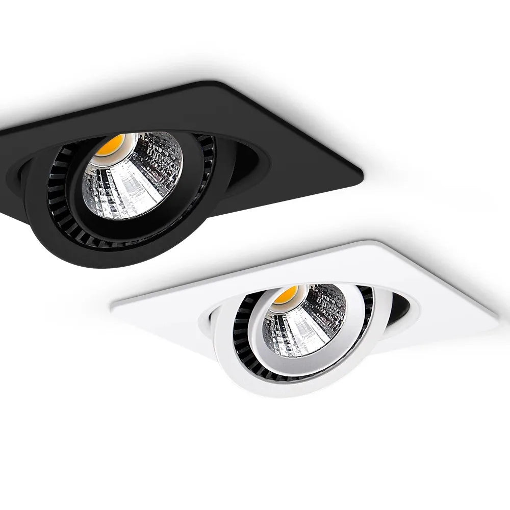 Dimmable Square 360-Degree Adjustable COB LED Recessed Downlight 5W 7W 9W 12W 15W 20W 25W