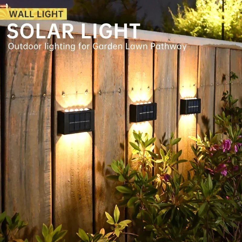 Solar LED Wall Lamp IP65 Waterproof Up and Down Light ABS PC Polycrystalline Panel Auto Dusk to Dawn Garden Yard Balcony