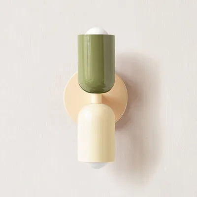 Nordic Macaron LED Wall Lamp E26 E27 2-Light Iron Bedside Sconce Bedroom Living Room