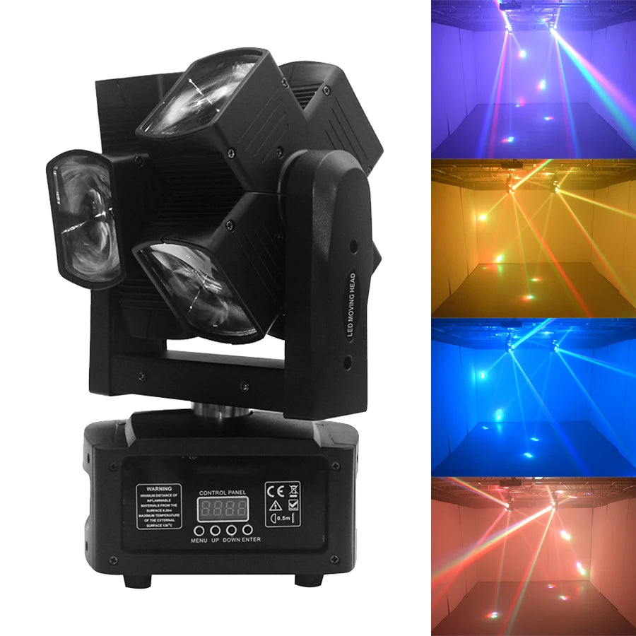 100W RGBW Moving Head Stage Light 8x10W 4-in-1 DMX 10/21CH 360° AC 90-240V 3.75kg