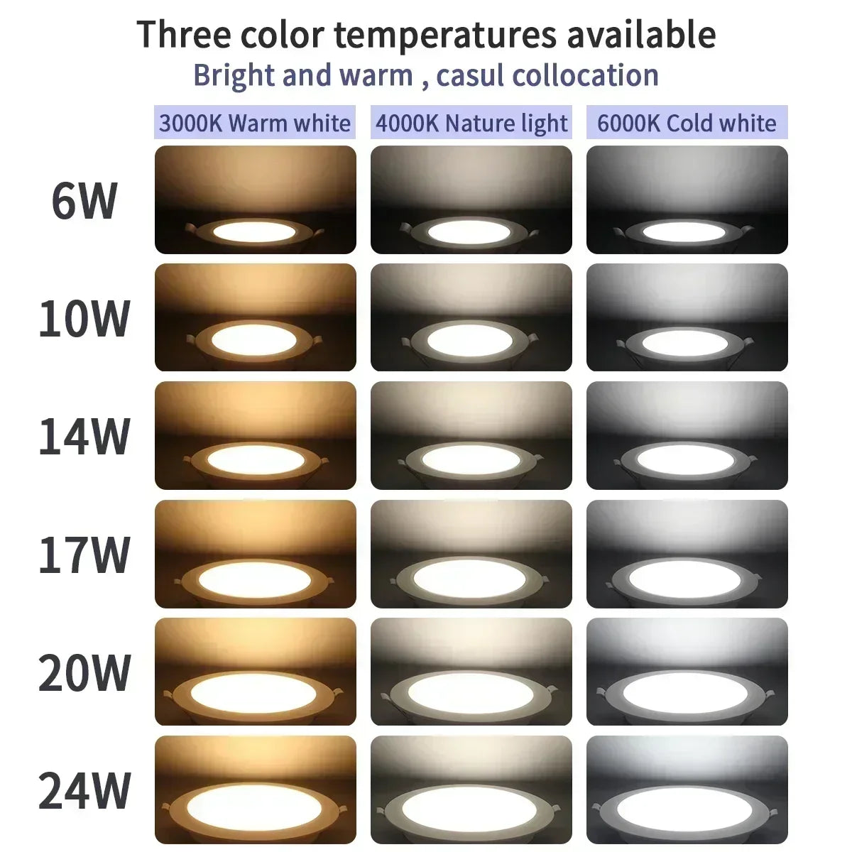 3-CCT LED Recessed Downlight 3000K 4000K 6500K Dial Switch AC 110-240V 1-10 Pack