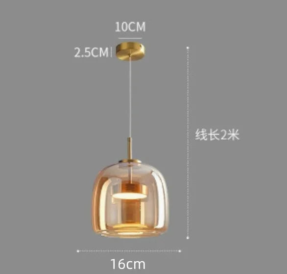 Nordic Minimalist Iron Glass Pendant Chandelier E26 E27 38cm Single Head Dimmable AC 90-260V