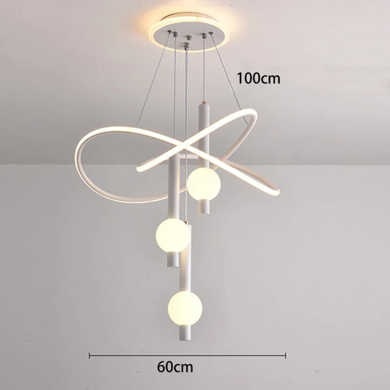Modern 3D Acrylic LED Pendant Chandelier 75W 2200lm Dual-Mode Dimmable 50cm AC 90-240V