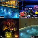 IP68 Submersible LED Pool Light 10 LED RGB 16 Colors Remote Control Battery Powered 2.4W Vase Fish Tank Pond Party 7x7x2.8cm