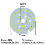 12W SMD5730 Round LED Lamp Board 55mm 65mm 85mm 100mm DC 36-39V 280-300mA 3-Color