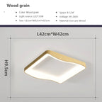 Nordic Wood Grain LED Ceiling Light Dimmable Remote Control 42cm 52cm Acrylic Iron Surface Mount AC 90-260V Bedroom Living Room
