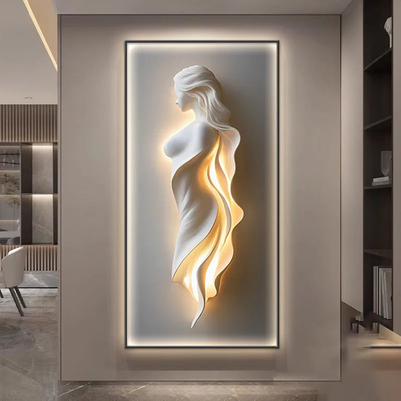 Modern Abstract Painting LED Wall Lamp Crystal Dimmable Remote AC 90-260V Living Room