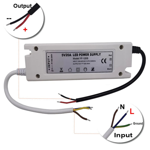 DC 5V LED Power Supply 60W 100W AC 90-240V 12A 20A Switching Adapter LED Strip Transformer