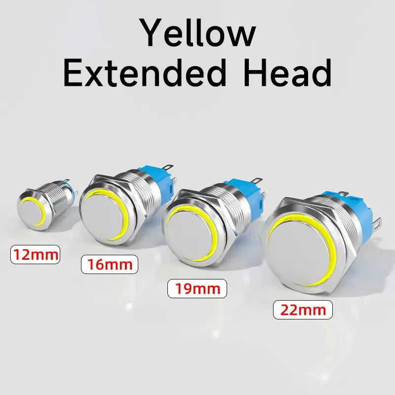 IP65 LED Illuminated Metal Push Button Switch 12mm 16mm 19mm 22mm 1-3A Momentary Latching 5 Colors