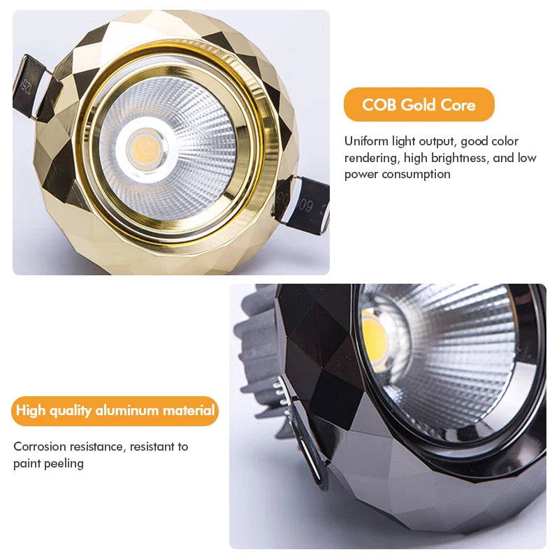 LED Recessed Downlight 5W 7W Aluminum Epistar COB 60 Degree CRI 80 100 to 110 lm/W Dimmable Driver Included AC 85-265V Ceiling Spot