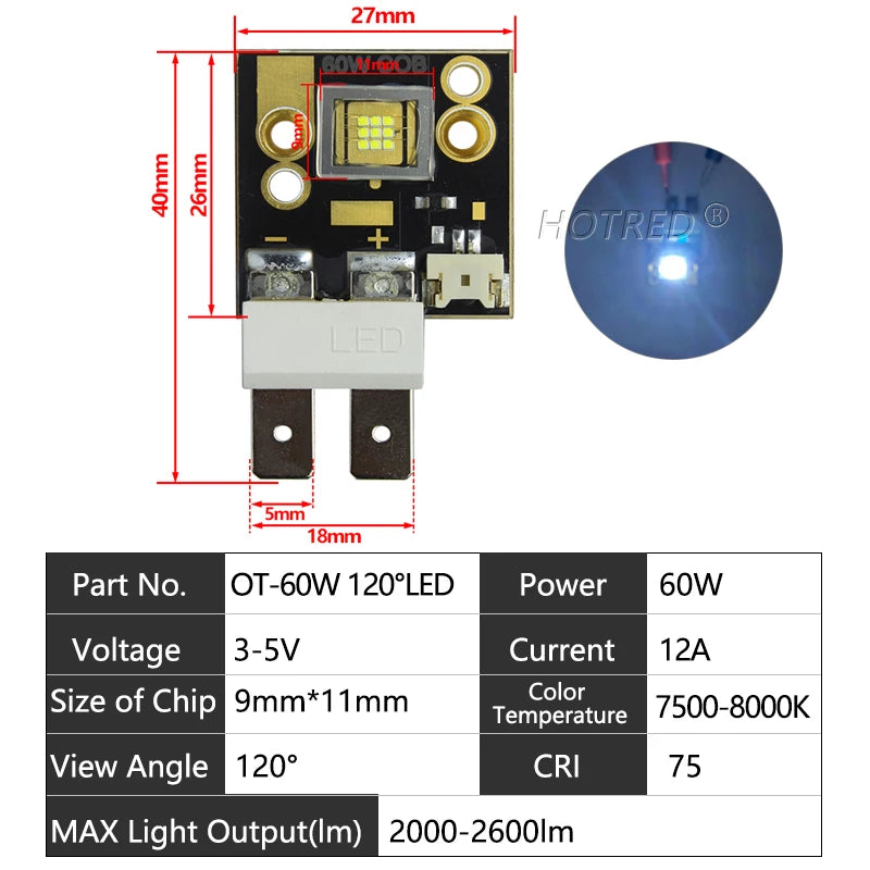 OSRAM High-Power LED Chip 40W 60W 80W 150W 200W 300W 400W Cold White 7000-9000K Copper