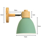 Nordic Wooden Wall Lamp E27 Iron Oak Wood PU Leather Adjustable Head 17 Specs 110-240V