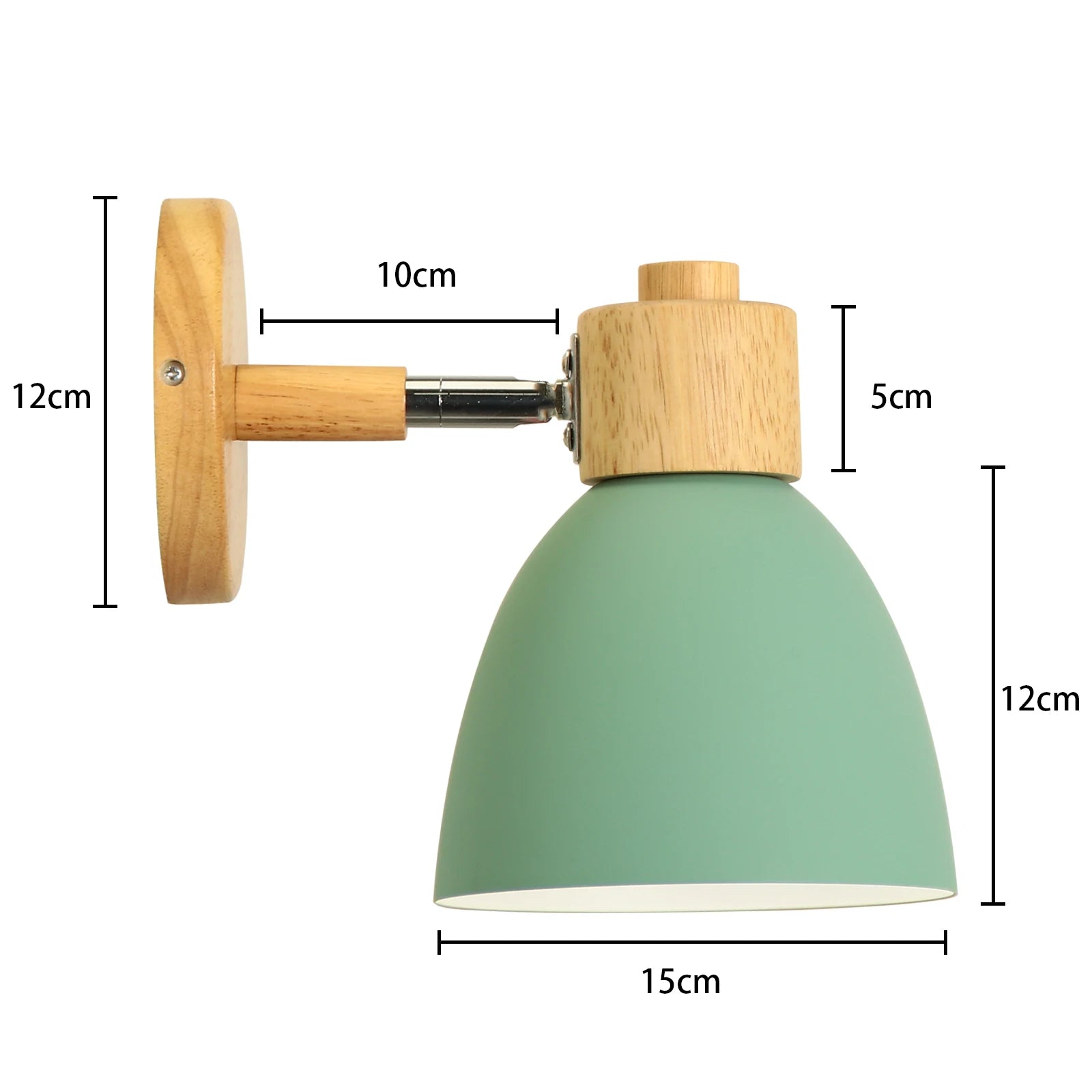 Nordic Wooden Wall Lamp E27 Iron Oak Wood PU Leather Adjustable Head 17 Specs 110-240V