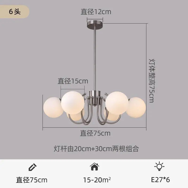 Mid-Century Bauhaus Chandelier E27 Iron Stained Glass Pendant 90-260V Living Room Dining