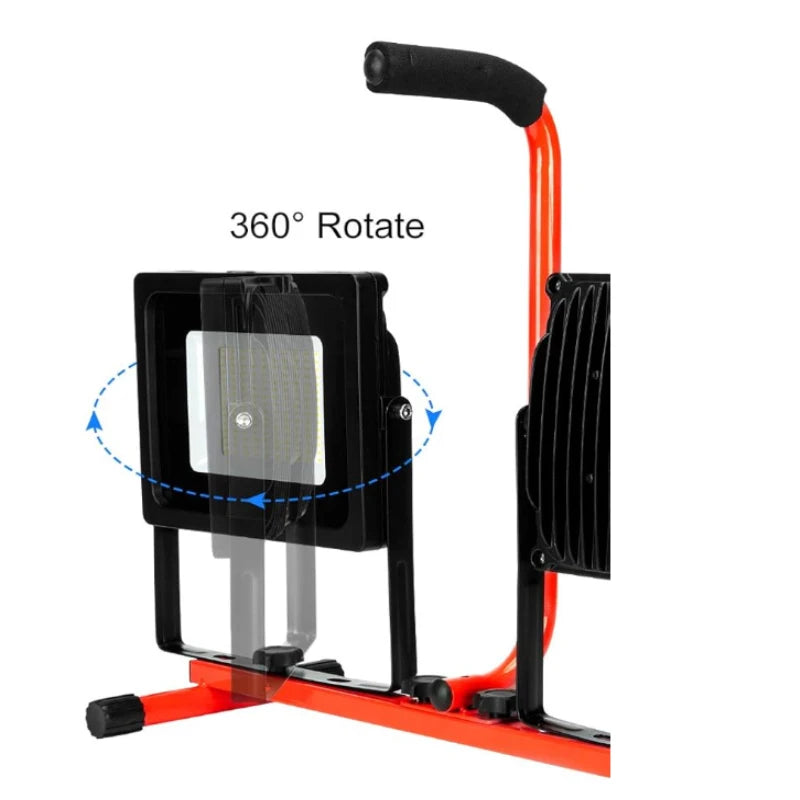 Rechargeable LED Camping Work Lantern Double Head Telescopic Tripod 33-70in 2 USB SOS IP65
