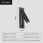 Recessed LED Reading Wall Lamp 3W 35 Degree USB 5V 2.1A Charging Port Toggle Switch Aluminum 80 x 40 x 185mm AC 85-265V Bedroom Hotel Black Copper