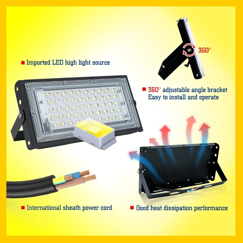 LED Flood Light 50W 100W SMD2835 CRI 85+ 180° IP65 AC 110-220V Warm Cool White