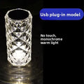 Crystal Rose LED Desk Lamp USB Rechargeable 5W Touch Switch 3 Color Temperatures ABS Acrylic Bedroom Bedside Night Light
