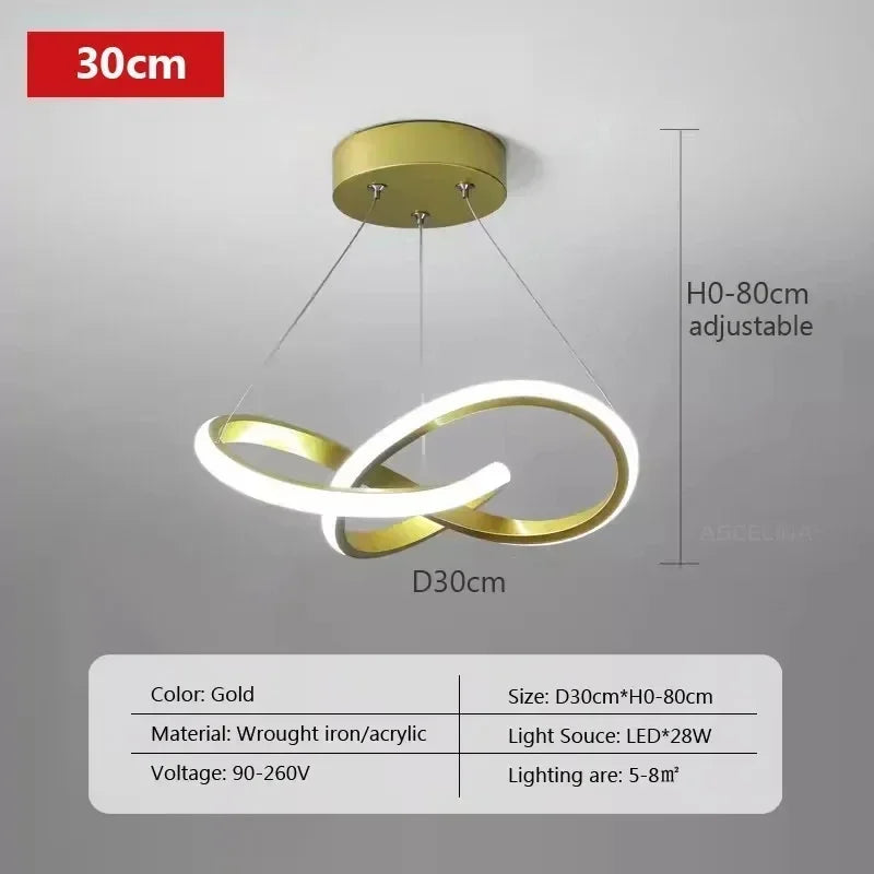 Nordic LED Pendant Light Metal Cord Suspension Dining Room Corridor 90-260V
