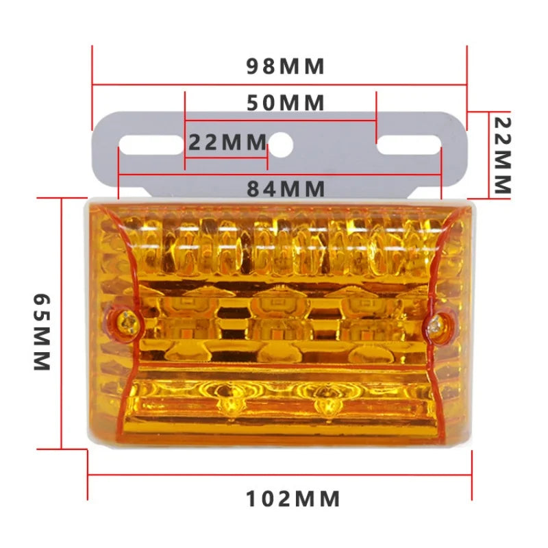 20-LED Truck Side Marker Turn Signal Light 8W DC 24V 65x102mm 4-Wire Universal