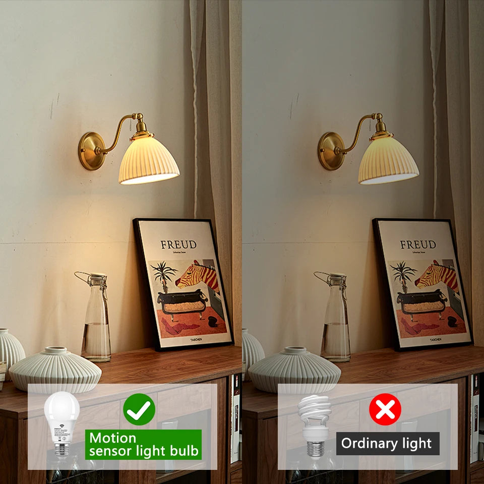 E26 Motion Sensor LED Bulb 18W 360° 3-6m Detection AC 110V Cool Warm White 3-Pack