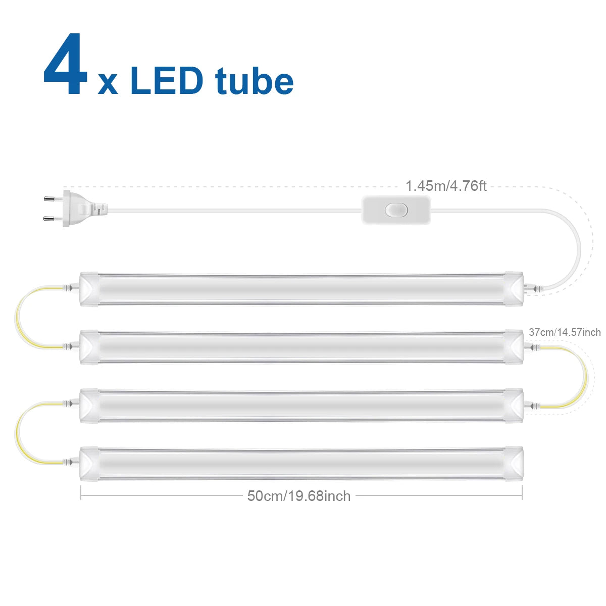 T8 LED Bar Tube Light 25W 50cm 270-Degree SMD2835 Cabinet Kitchen Showcase 110-220V 1-6 Pack