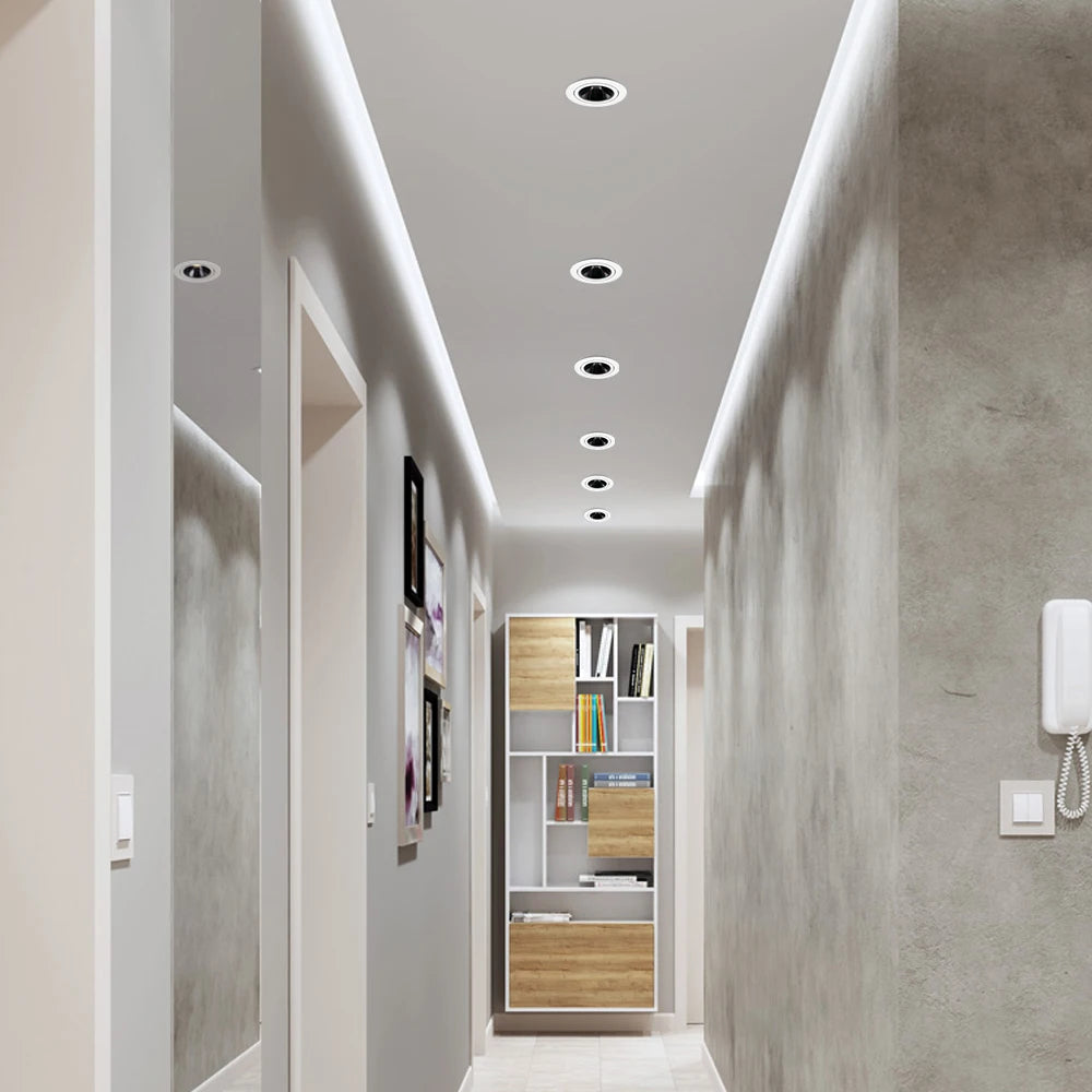 Dimmable Anti-Glare Adjustable Beam COB LED Recessed Downlight 7W 12W CRI 90+ 85-265V