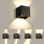 6W 12W IP65 COB LED Wall Lamp 90-100lm/W 100° Adjustable AC 85-265V White Black 100x100mm