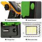 60W Rechargeable Portable COB LED Work Light 3000lm IP65 3-Mode Emergency 360° Floodlight