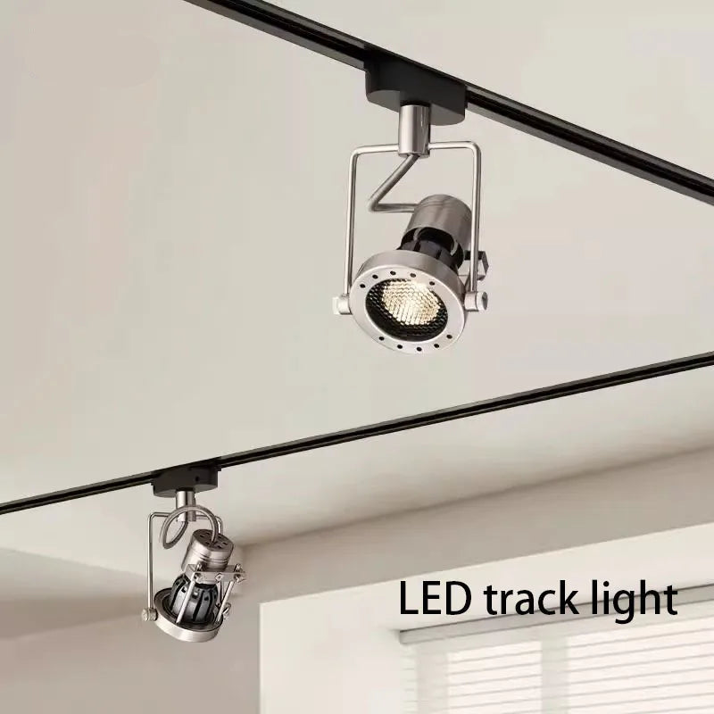 Industrial LED Track Light Set 3-4 Lights Brushed Nickel Aluminum AC 110-240V 5-Year Warranty